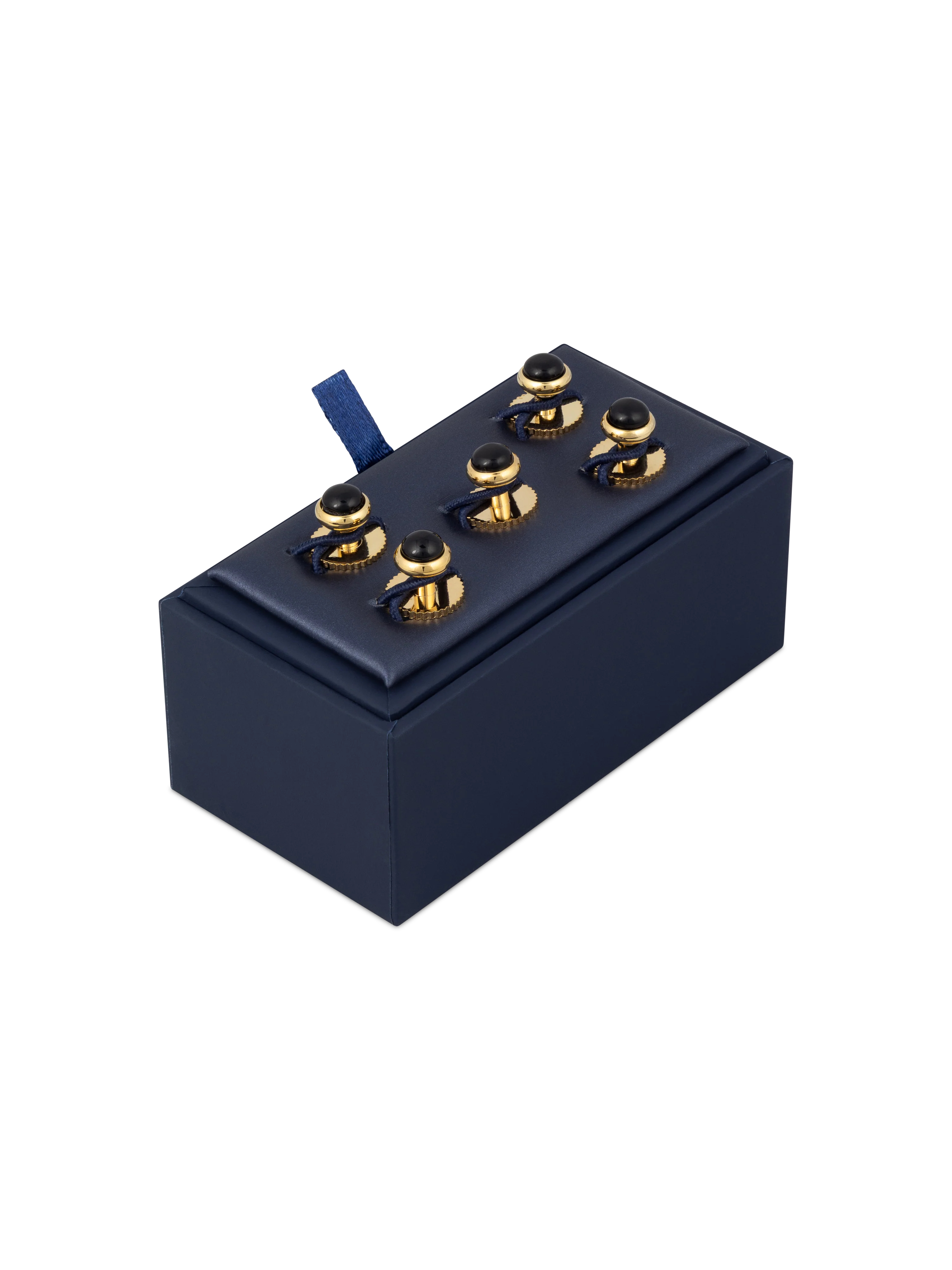 The Black Enamel Gold Dress Studs - Image 2