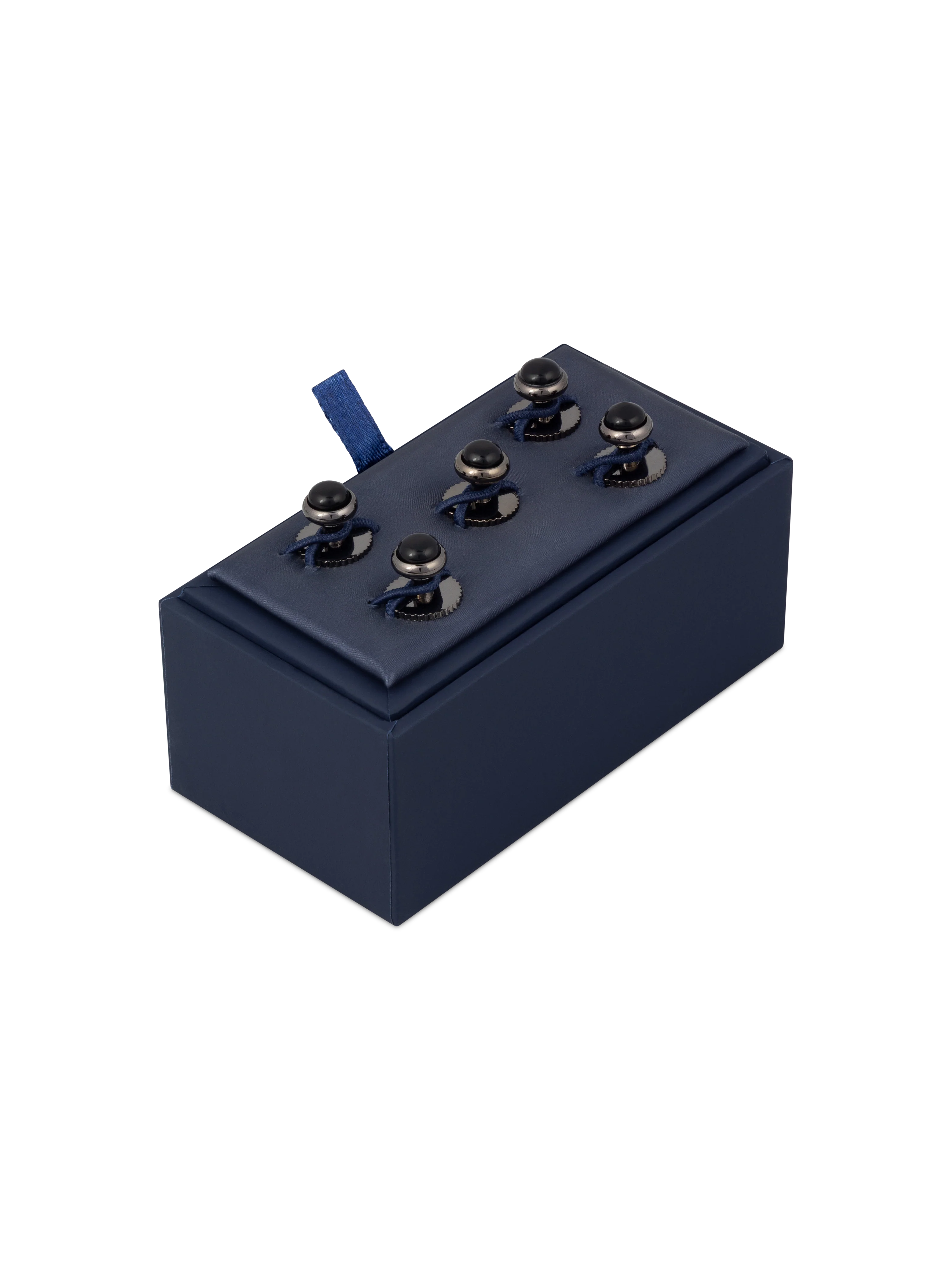 The Black Enamel Gunmetal Dress Studs - Image 2
