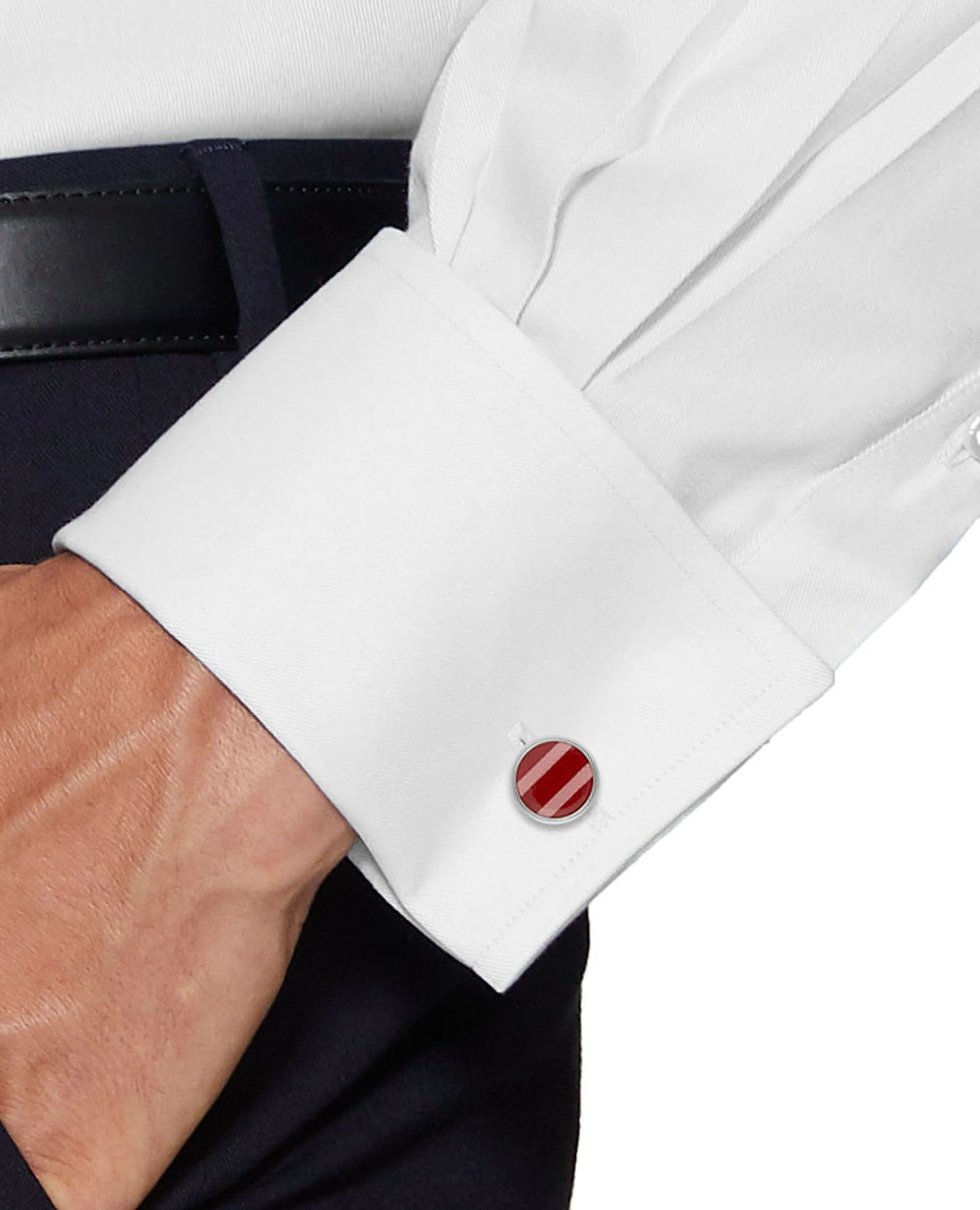 The Military Stripe Circle Cufflinks - Image 3
