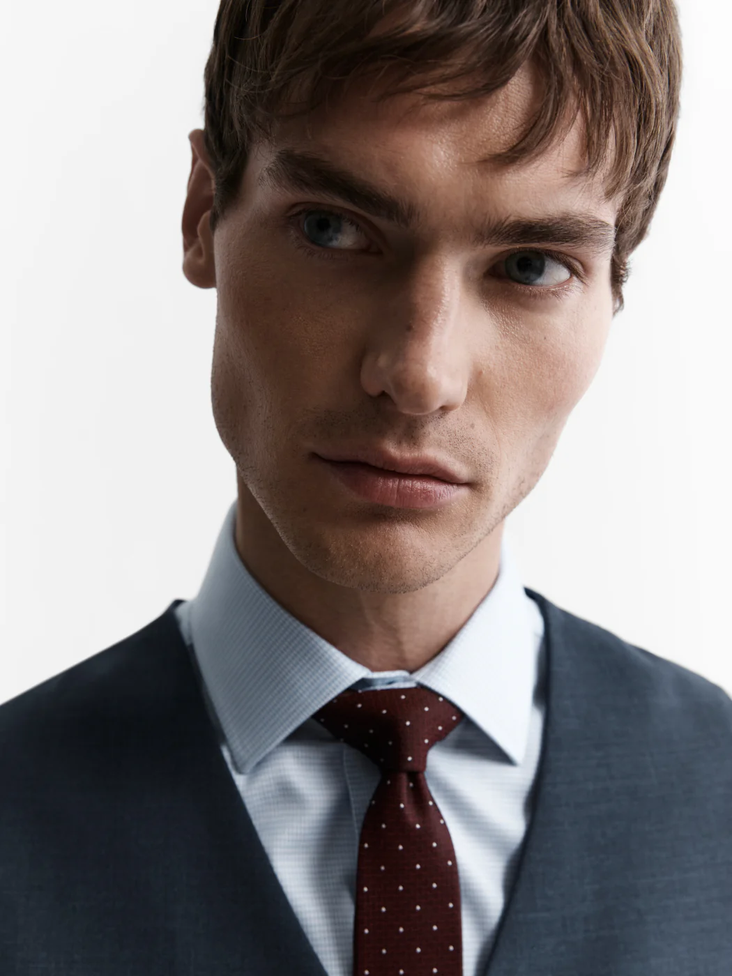Non-Iron Light Blue Dogtooth Regular Fit Dual Cuff Cassic Collar Shirt - Image 3