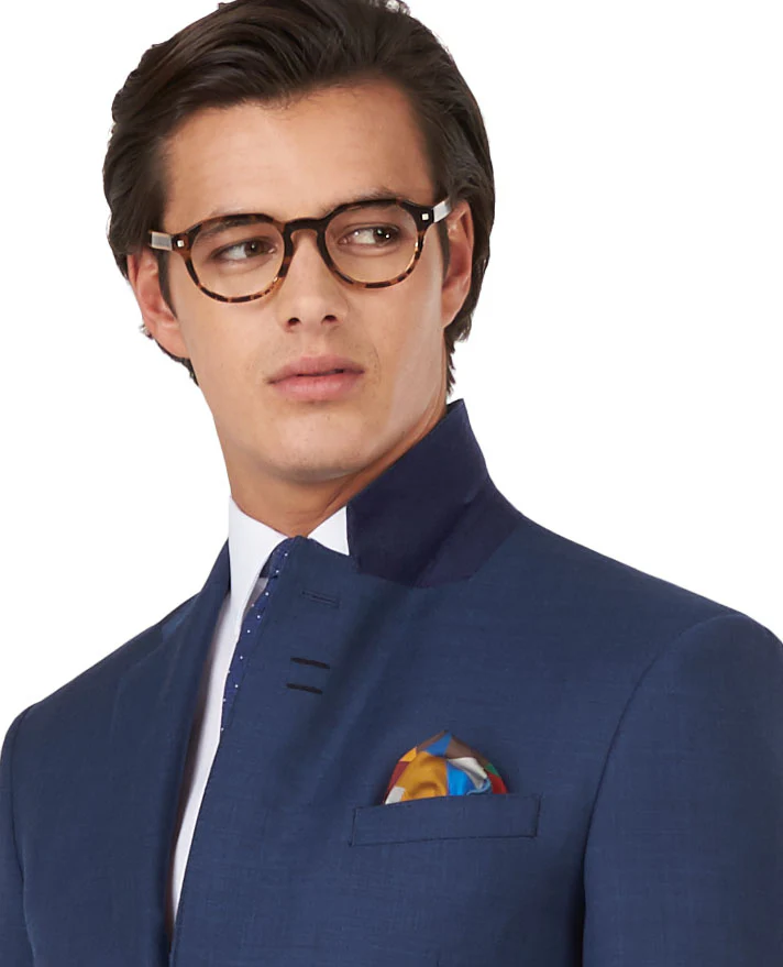 The Islington Slim Fit Blue Semi Plain Jacket - Image 3