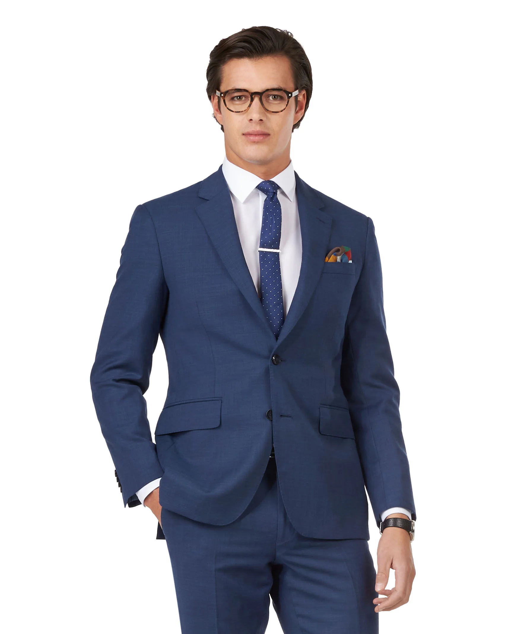 The Islington Slim Fit Blue Semi Plain Jacket - Image 5