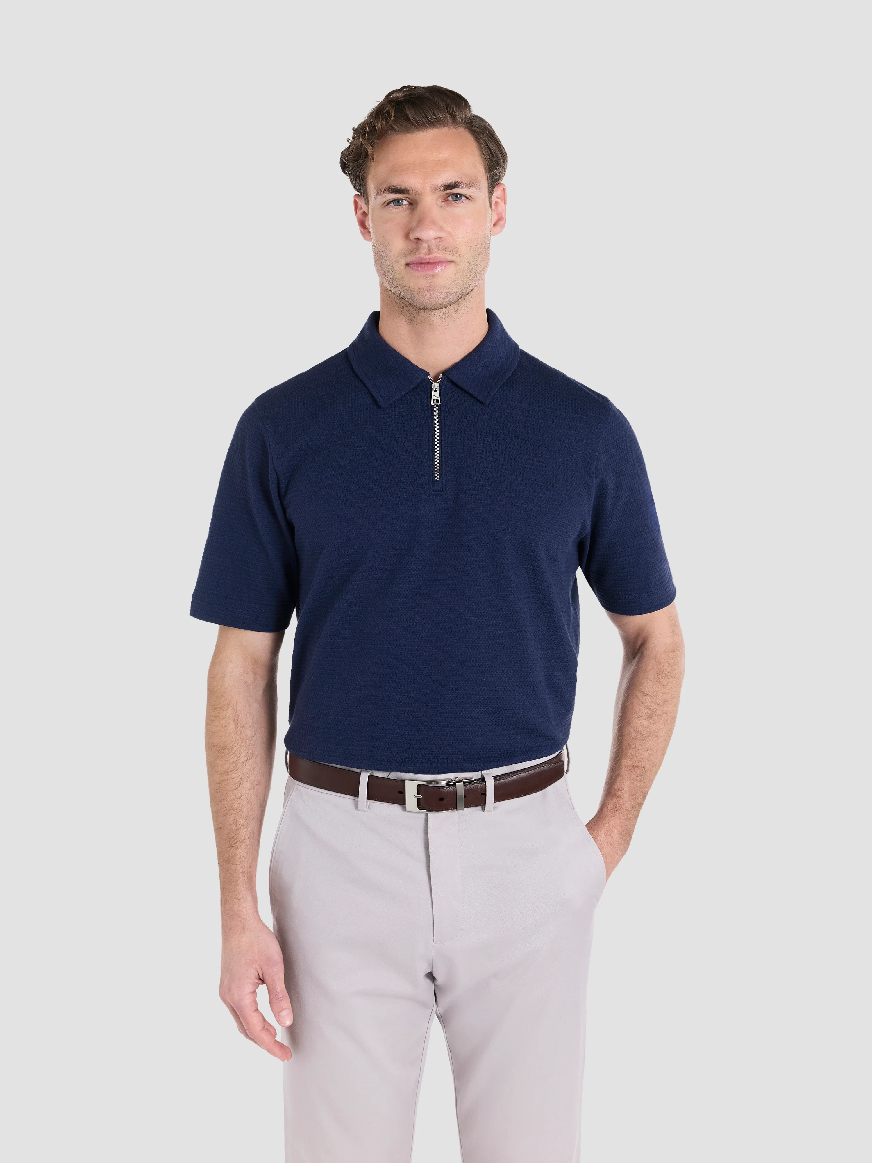 The Textured Zip-Neck Polo - Image 2